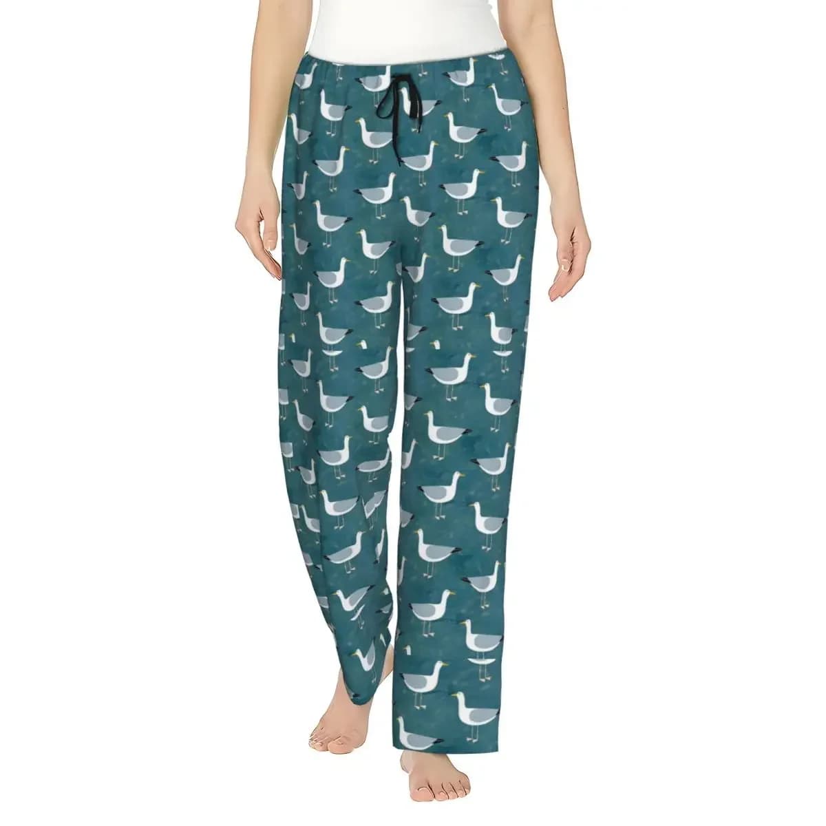 Custom Seagull Standing Women Pajama Pants Lounge Sleep Sleepwear Bottoms with Pockets