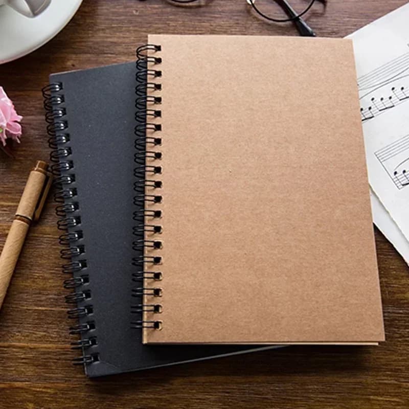 Creative Retro Kraft Paper Coil Notebook Blank Doodle Diary Sketchbook Simple Wholesale Drawing Book for Art School Office