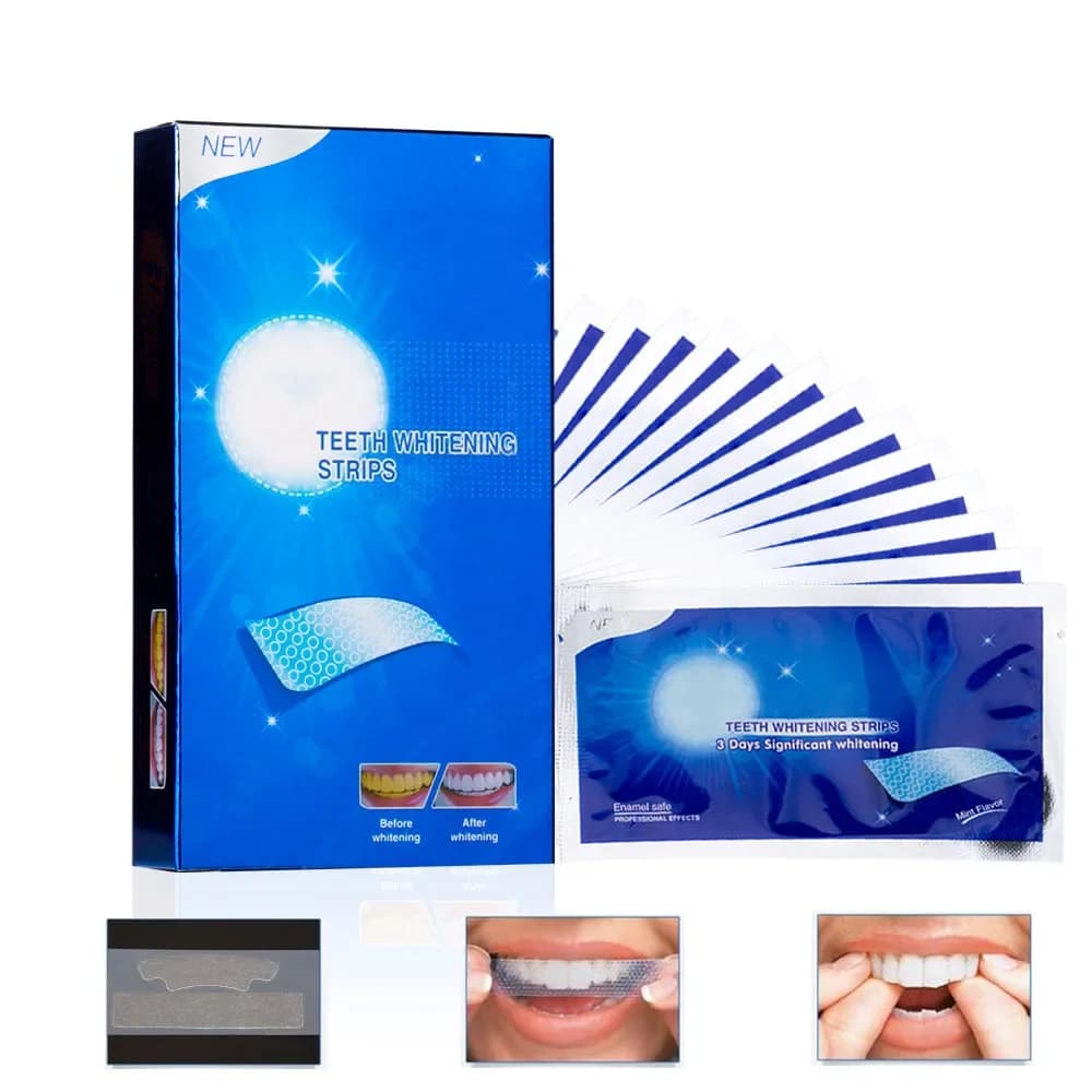 28 pieces/14 pairs of advanced teeth whitening strips removing stains for oral hygiene clean double brush for stretch dental whitening stripes