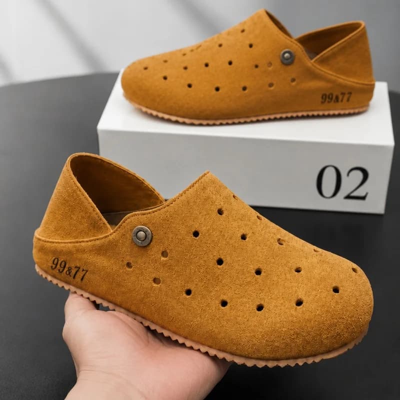 Men Loafers Outdoor Walking Fashion Mens Casual Shoes Soft Leather Comfort Half Slippers Breathable Lazy Driving Shoes Moccasins