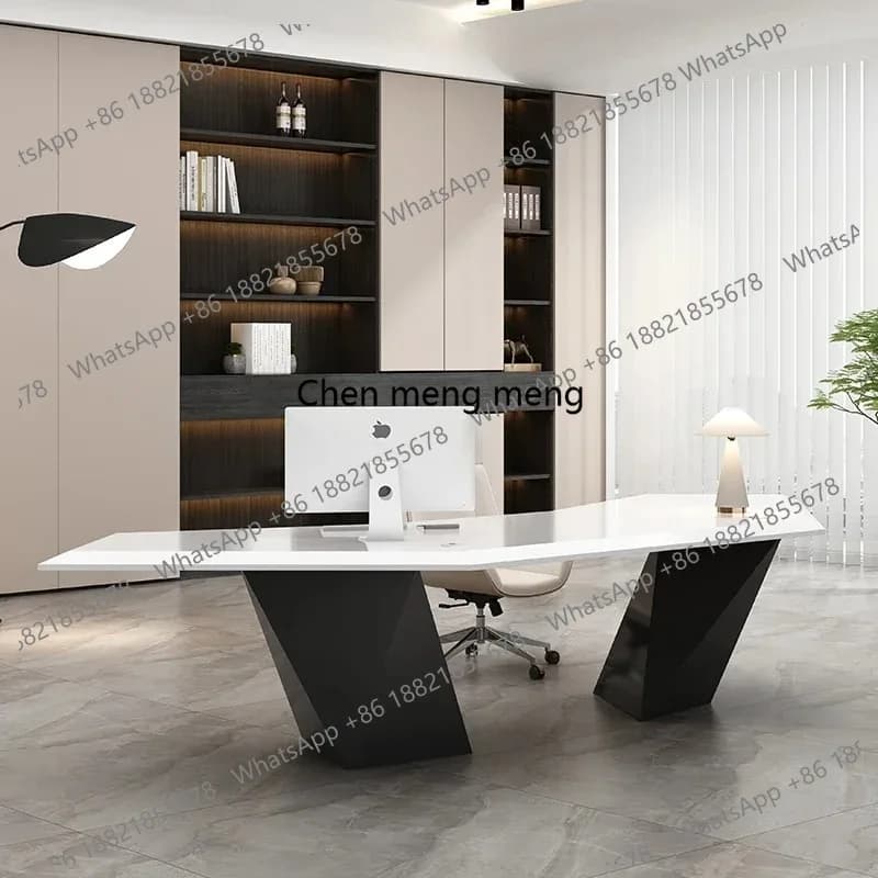 Grande Scrivania per Computer, Moderna e Lussuosa, per Ufficio, Camera da Letto, Gaming, Caffetteria, Ufficio Esecutivo, Casa, Mobili per Ufficio