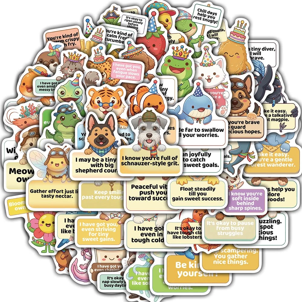50PCS Cute Pick Up Cartoon Animals 2 Stickers Notebook Decorative Guitar Water Laptop Luggage Phone Scrapbooking Sticker