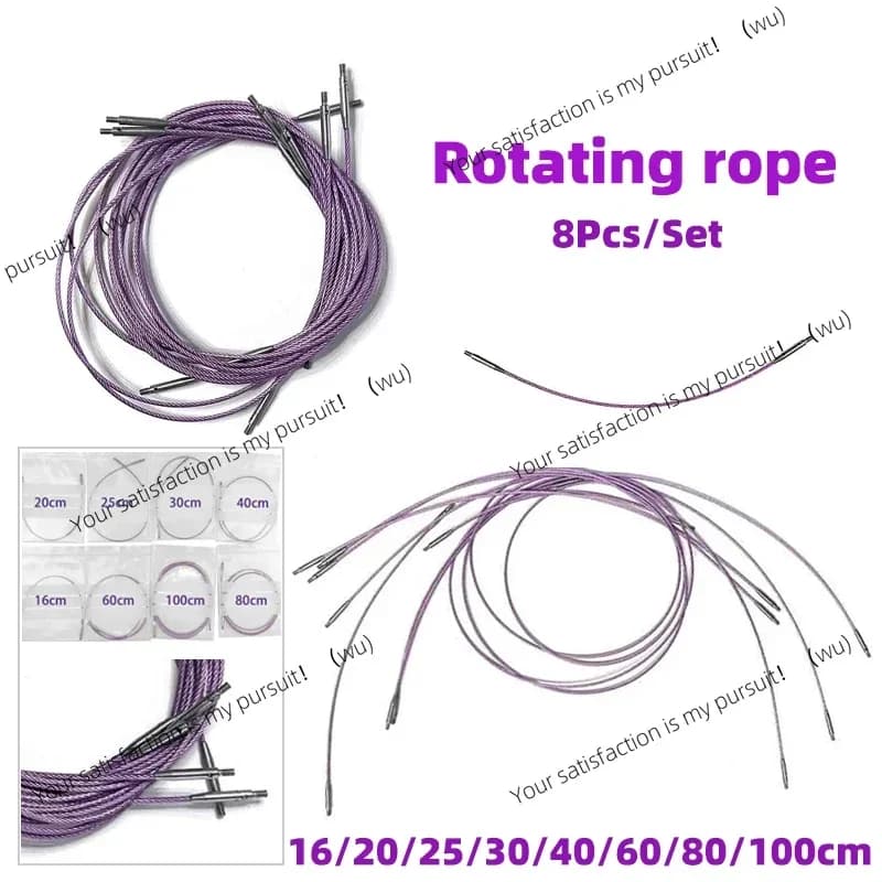 8Pcs/Set Interchangeable Circular Knitting Needle Connecting Line Rotating Accessory Rope 16/20/25/30/40/60/80/100cm Rubber Wire