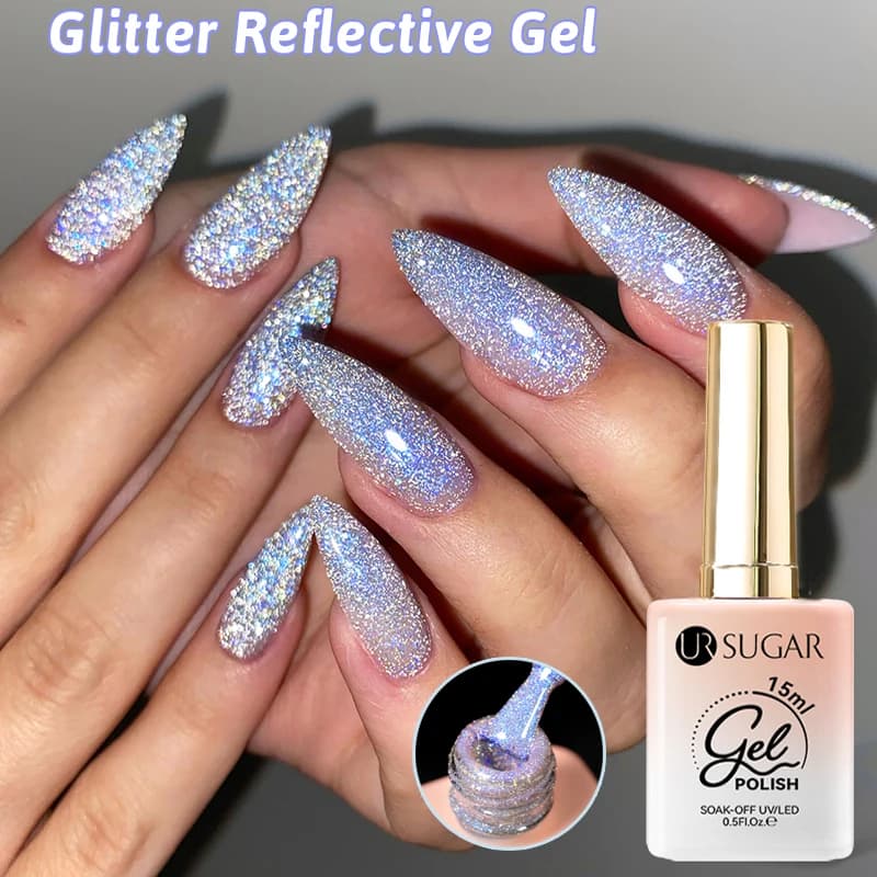 UR SUGAR 15ml Smalto gel per unghie riflettente Sparky Shining Glitter Semi permanente per manicure per unghie Soak Off UV LED Smalto gel colorato
