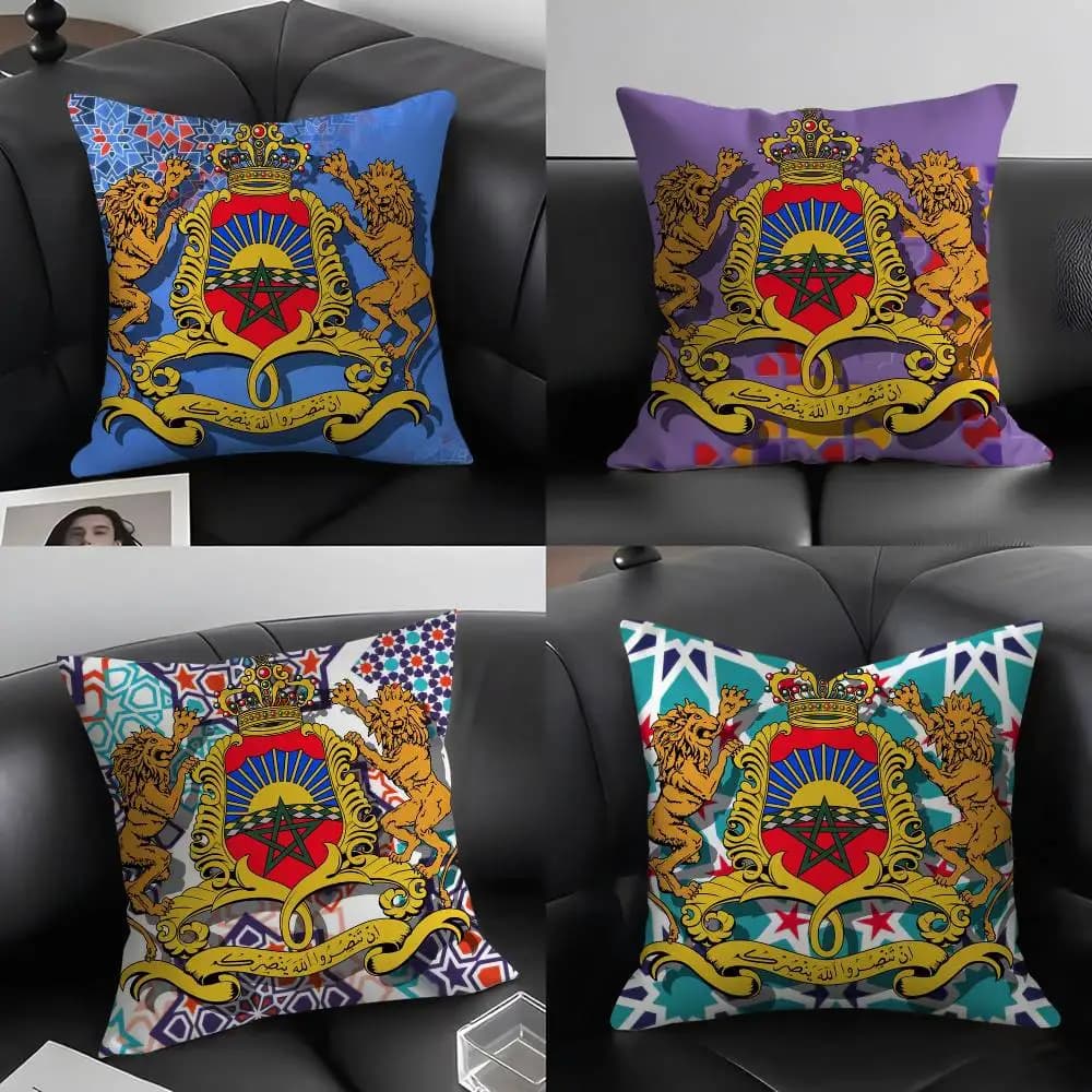 A-Algerian Passport Pattern Pillow Case Home Dorm Chair Back Short Plush Double-sided Printing Office Nap Time Cushion Cover