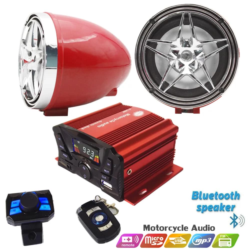 Audio Stereo MP3 12V Amplification System for UTV ATV Golf Cart Moto with Bluetooth Speakers