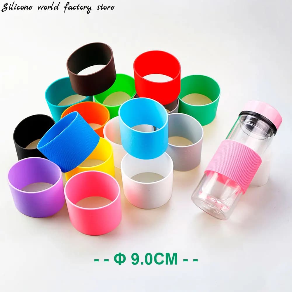 SW 16 Colori 9.0CM Manicotto in Silicone Termoisolante per Tazza 95MM a Strisce Antiscivolo, Copertura per Bicchiere in Vetro, Bottiglia d'Acqua, Borraccia