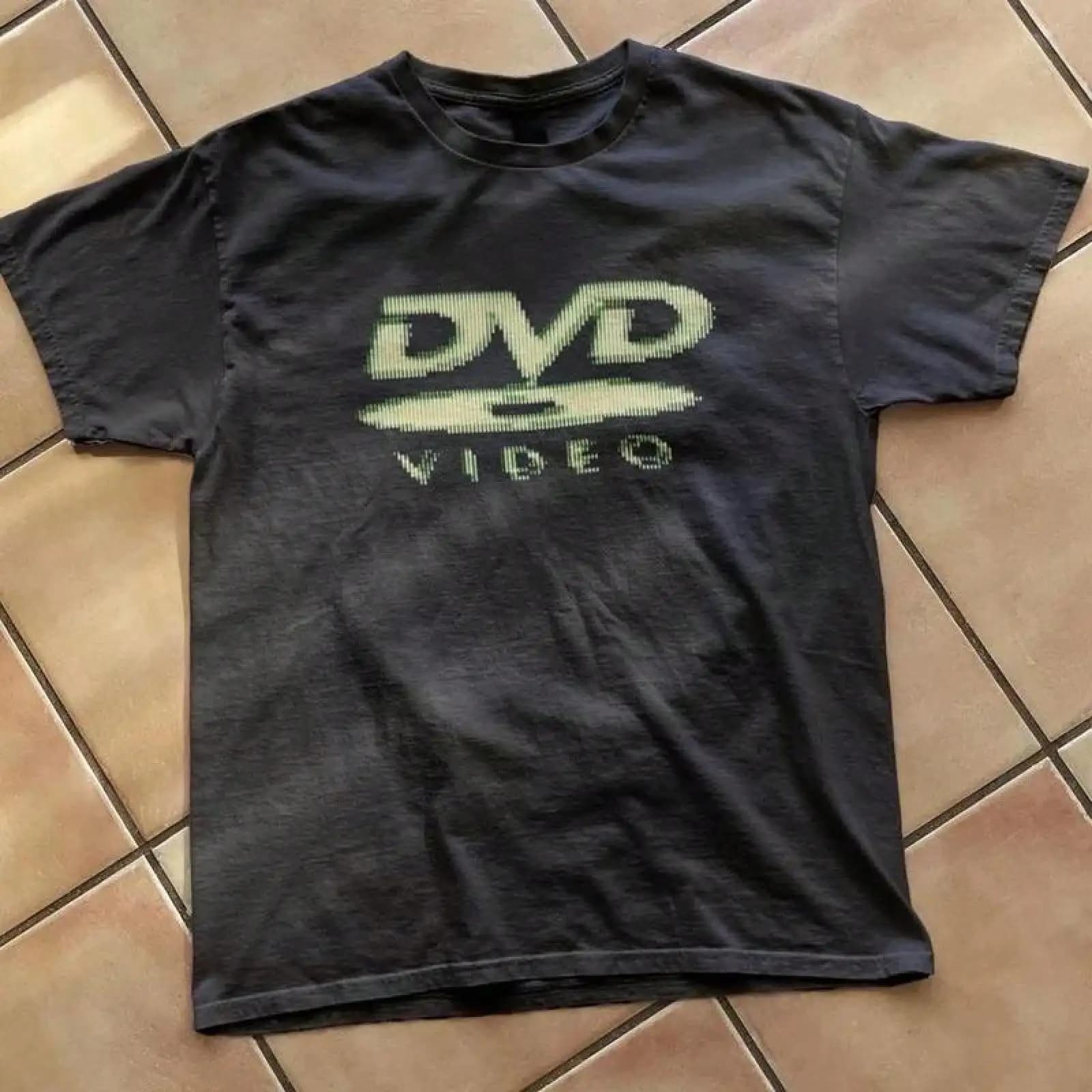 [100% Cotton] DVD Video Nostalgic Green Logo Vintage Gaming Print T-Shirt 2000s Aesthetic Retro Summer Shirt - Unisex Women & Men's Campus Daily Wear