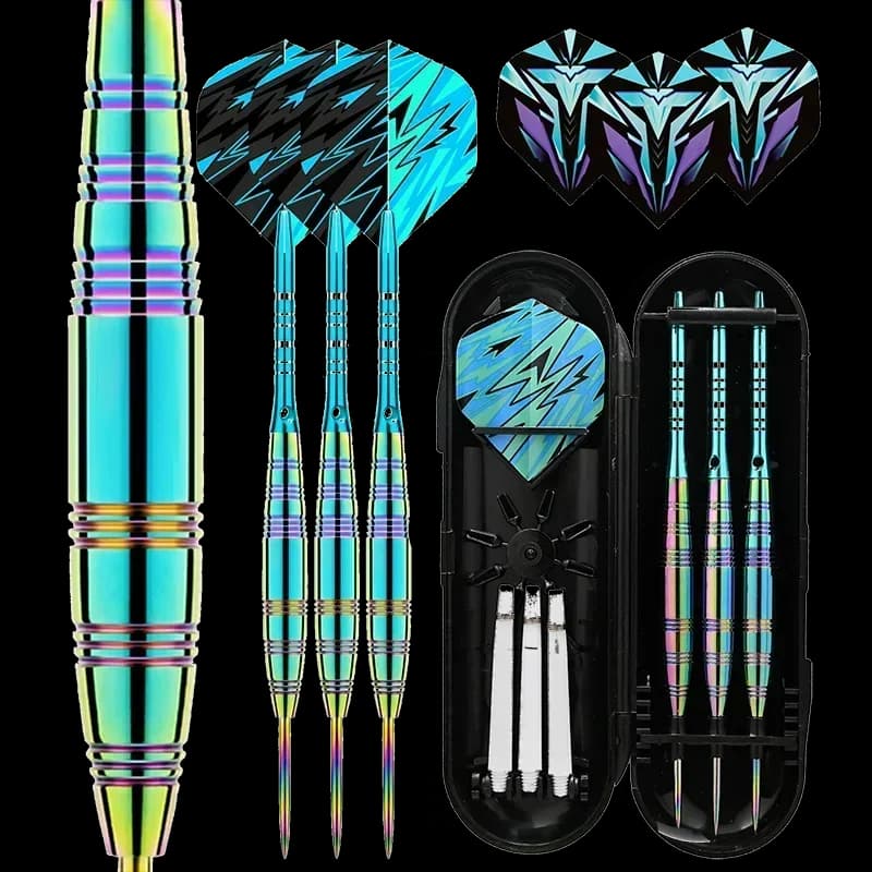 Freccette professionali Set di punte in acciaio Freccette con punta in metallo da 23 g 3 aste per freccette in alluminio Set di freccette con punta in acciaio + 3 voli extra per freccette