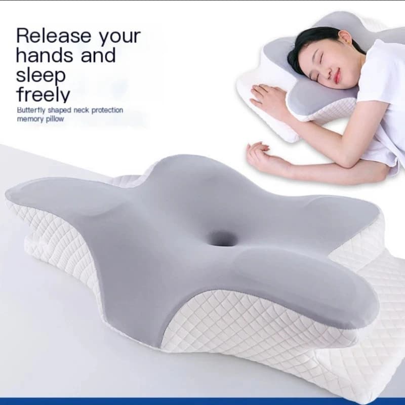 Cuscino ortopedico cervicale per dormire, cuscino ergonomico a forma di farfalla in memory foam a lento ritorno, comodo cuscino da letto per massaggio cervicale