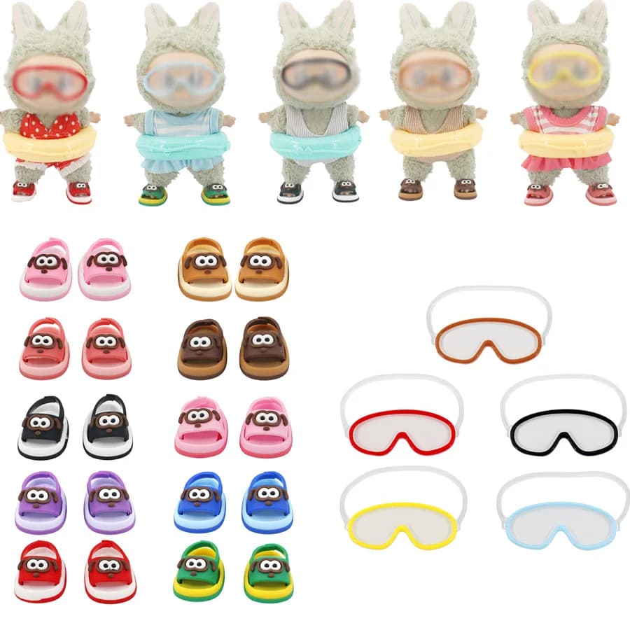 Nuovi accessori per bambole da 17 cm Sandali multicolori da 4 cm Specchio per immersione color dopamina adatto per il regalo dei bambini Labubu
