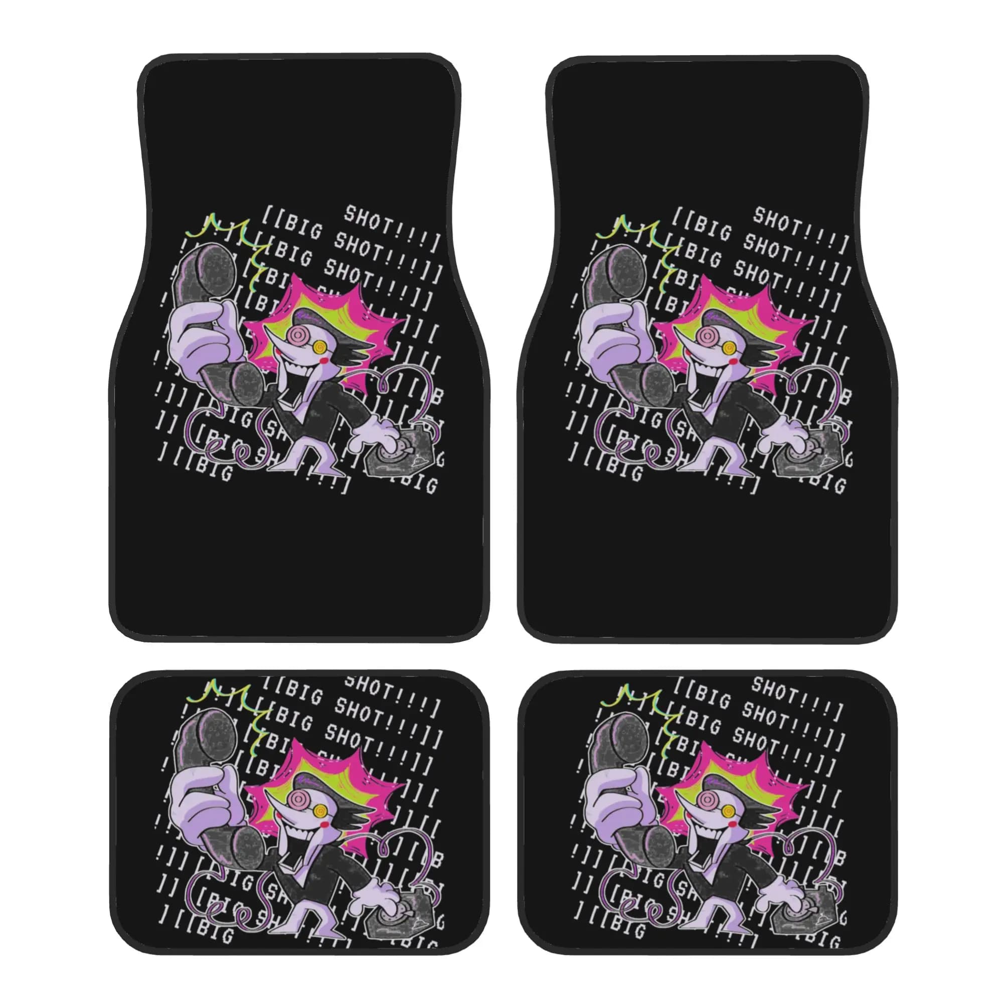 Deltarune Undertale Game Spamton Car Floor Mats of 4 Pieces Crystal Velvet Rugs Universal Car Front Rear Carpets Foot Mats