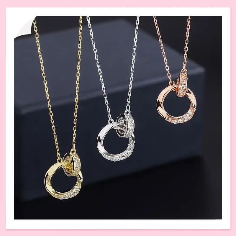 Collana in Argento Sterling con Doppio Anello Intrecciato Mobius, Design di Lusso Leggero per Ragazze, Catena per Clavicola dal Design Unico