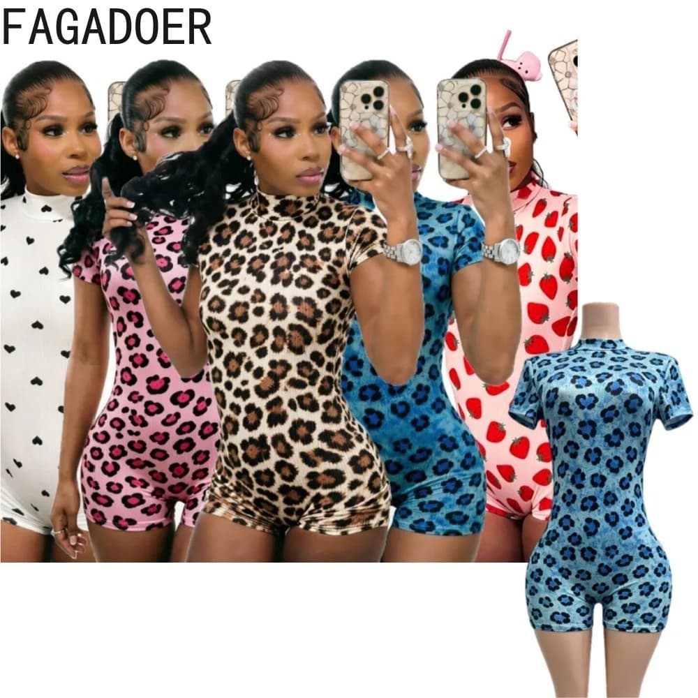 FAGADOER Tuta Aderente Sexy con Schiena Scoperta 2026, Jumpsuit Leopardata Trendy e Carina con Bendaggi e Dettagli Cut-out, per l'Estate, Streetwear e Club