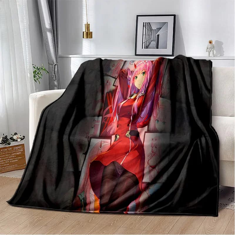 Coperta morbida in peluche 3D Sexy Girl Zero Two DARLING In FRANXX, coperta in flanella per soggiorno, camera da letto, divano letto, picnic