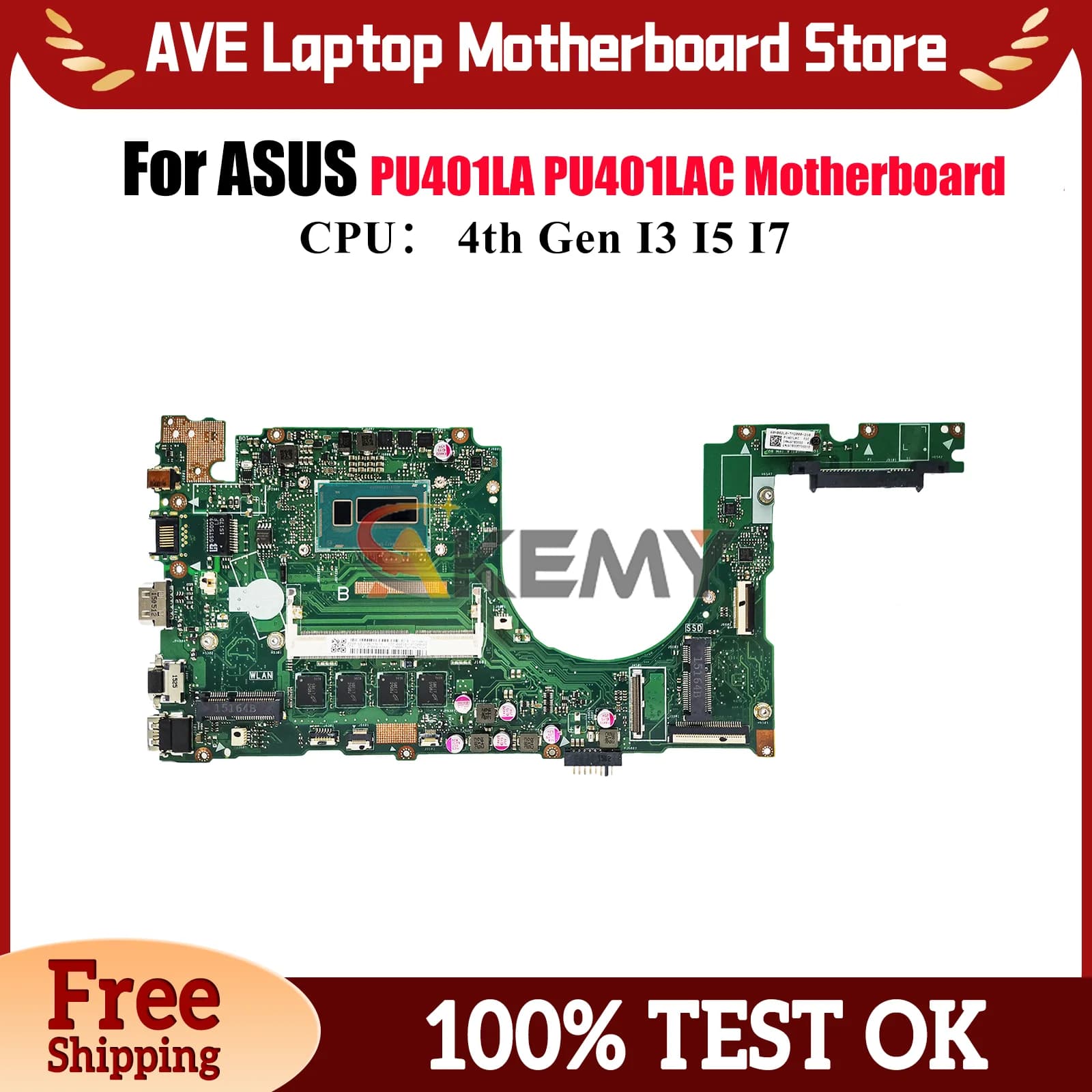 PU401LA Scheda Madre Del Computer Portatile Per ASUS VivoBook PU401LAC PU401LA PU401L Scheda Madre Del Notebook Con I3 I5 I7 CPU test OK trasporto veloce