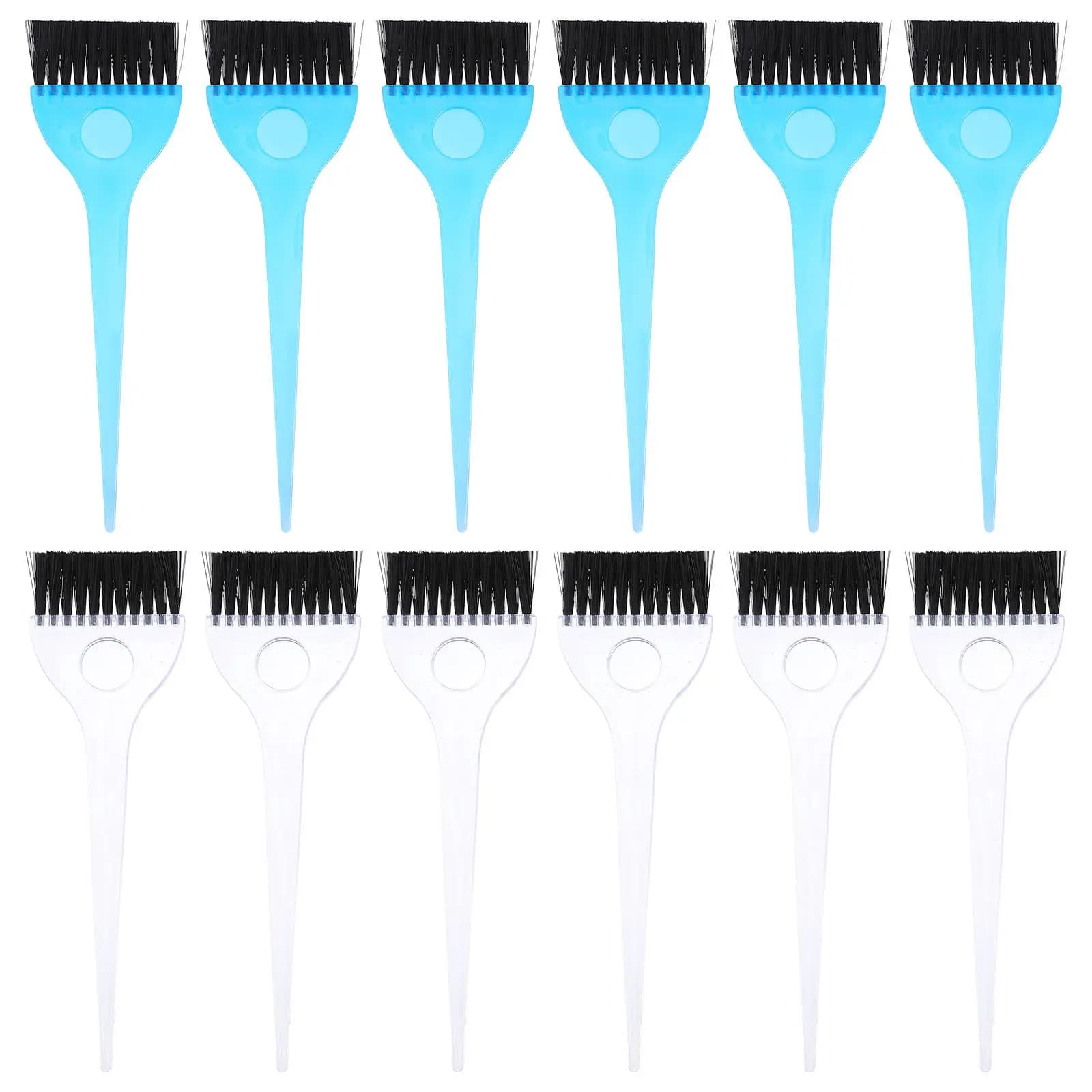 12Pcs Hair Dye Brush Professional Coloring Brushes for Salon Home Use Flexible Stiff Bristles Easy Clean Washable PP Material