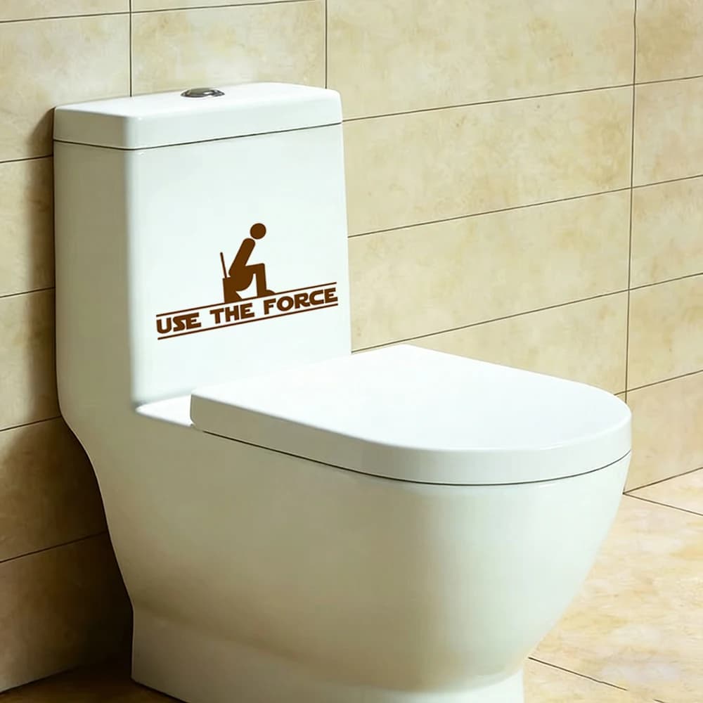 Adesivo Murale in Vinile SPACE WARS per Bagno, Divertenti Decorazioni per WC, Adesivi con Citazioni 'USE THE FORCE'