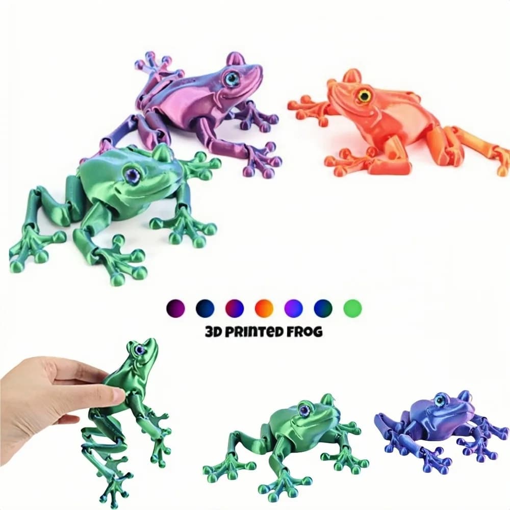 Stampa 3D Figure di Rane Giocattoli Animali Multi-giunto Mobile Agitarsi Giocattolo Simulazione Occhi per Accessori Per La Casa Arredamento Della Stanza Regali Per Bambini