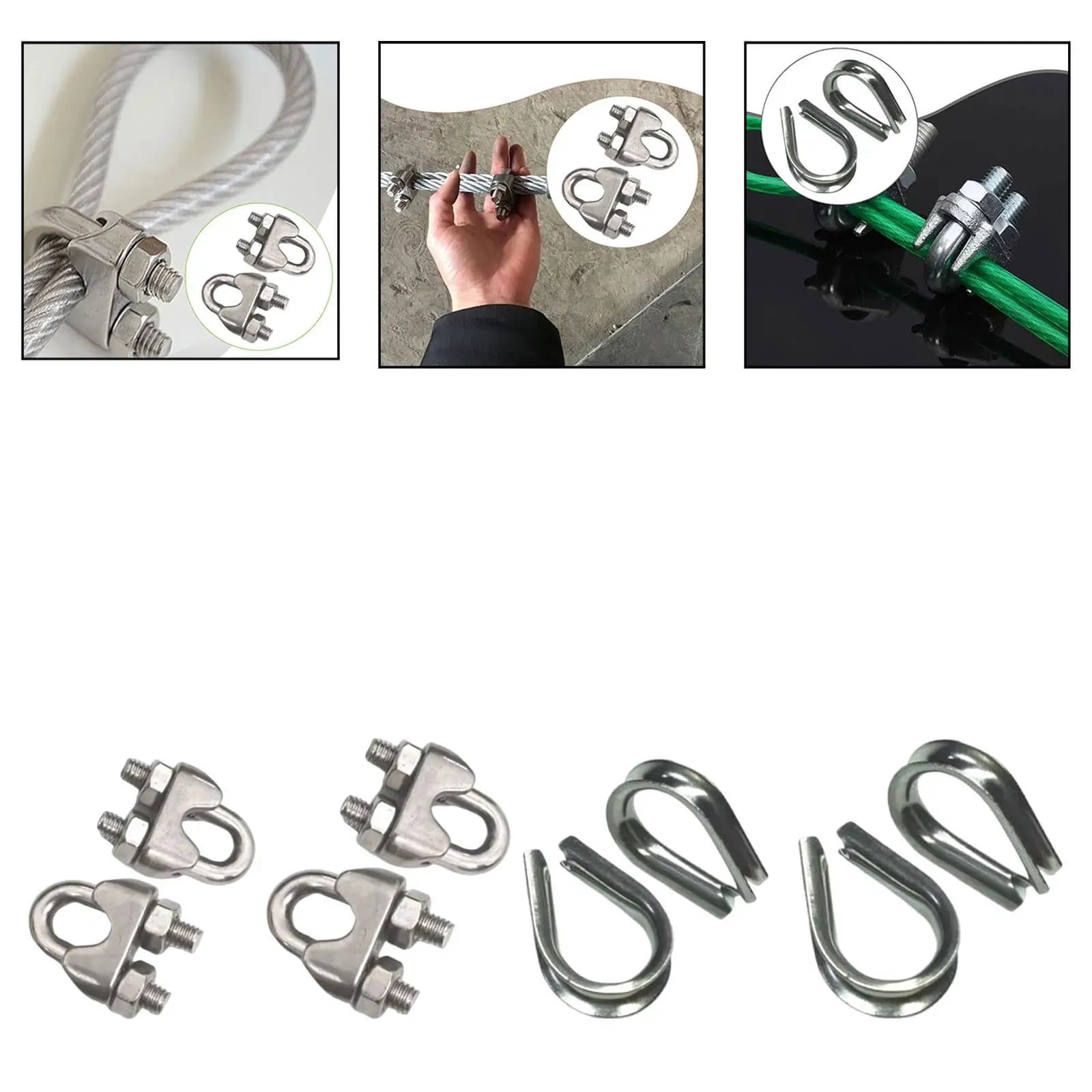 Marine Grade Stainless Steel Wire Rope Clips Strong Grip for Sling Rope 120 Rope Loading and Safety Cable Fitting