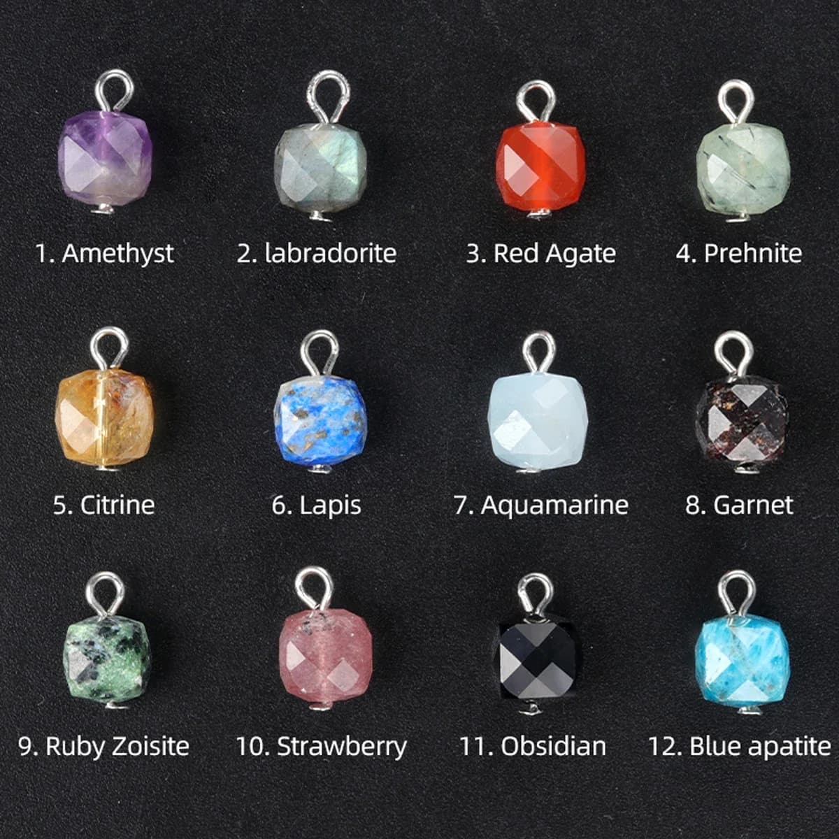 2Pcs Earrings Pendant Natural Stone Faceted Pendant For Jewelry Making DIY Bracelet Necklace Accessory Size 9 mm
