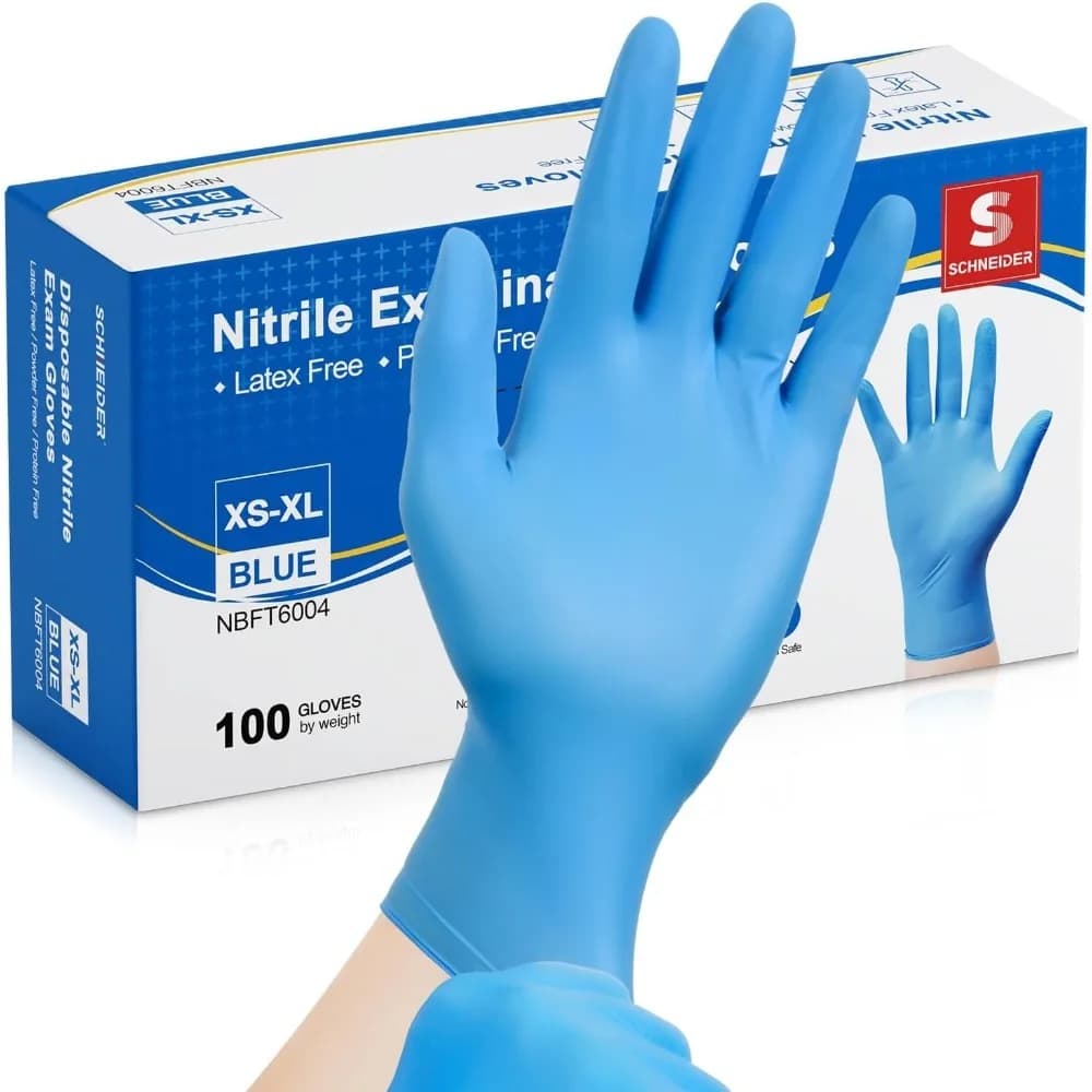 Guanti da esame in nitrile Schneider, guanti monouso blu, grado medico, grado alimentare, senza lattice, senza polvere