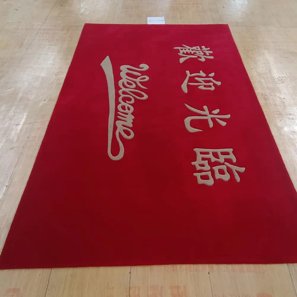 Custom Welcome Rug Mats Wholesale Handmade Polyester Area Carpet Tufted Personalized Logo Rug for Indoor Entryway Reception