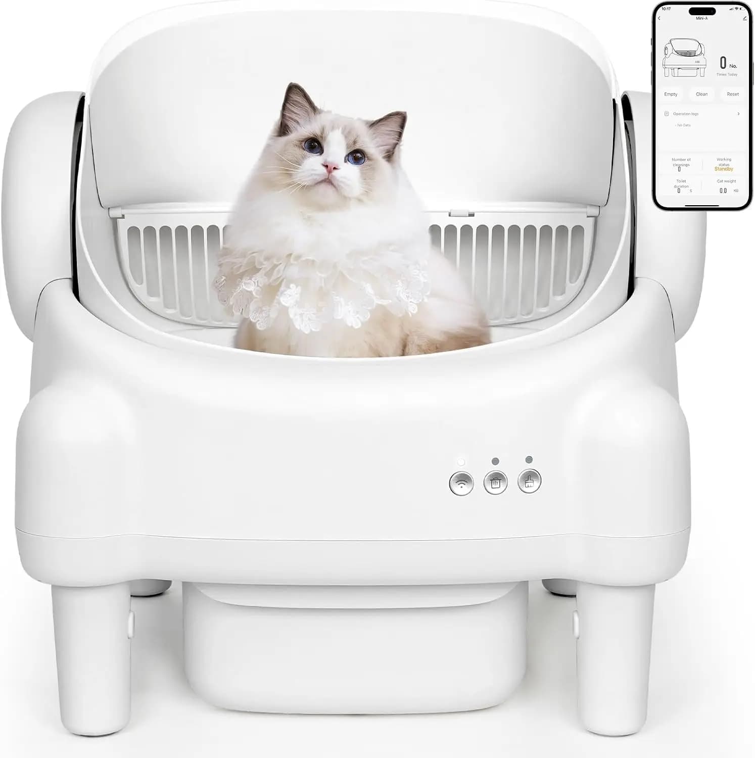 Automatic Cat Litter Box,Self Cleaning Litter Box for Multiple Cats with Open Top Design, App Control, Safety Protection, Ultra-
