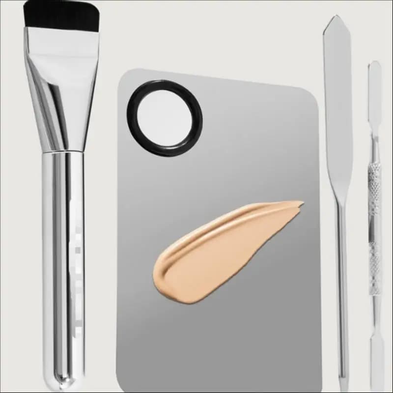 4Pcs Stainless Steel Makeup Mixing Palette Set for Foundation Eyeshadow Mixing Salon Home Daily Use