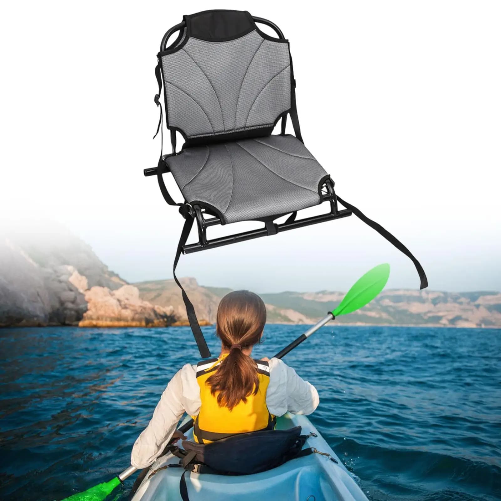 Sedile per kayak pieghevole Pratico ricambio con supporto per la schiena Sedile per canoa per paddle board Canoa Kayak gonfiabile Pesca Rafting