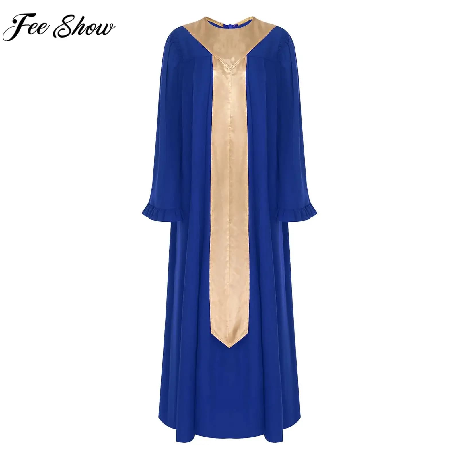 Abito da Coro per Uomo e Donna, Costume da Pastore, Sacerdote, Clero per Halloween e Carnevale, Vestito con Maniche a Campana, Paramenti Sacri