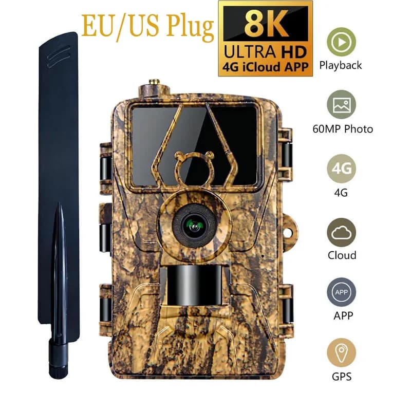 PR801LTE-4G hunting camera 8K Video 60MP Photo Trail Camera used in northern United States South Europe Australia Trail Camera 4G App Check