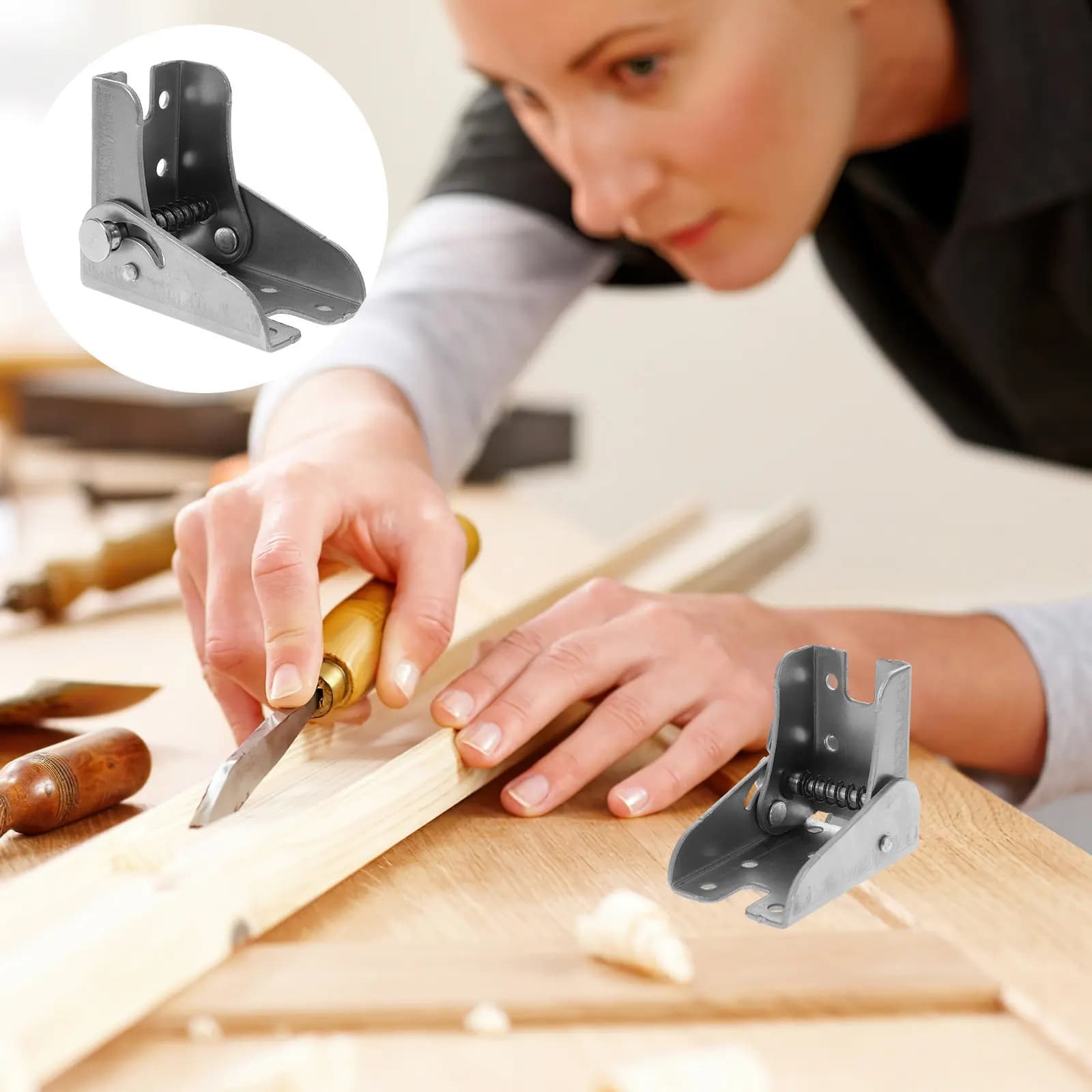 4 Pezzi Cerniere Pieghevoli con Blocco, Cerniere per Porte a Chiusura Automatica Resistenti, Componenti per Mobili, Armadi e Tavoli