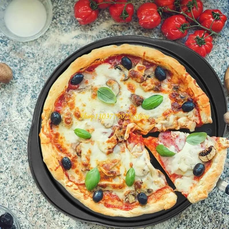 C4DF Teglia per pizza forata in acciaio carbonio da 2 pezzi con rivestimento antiaderente Teglia da forno