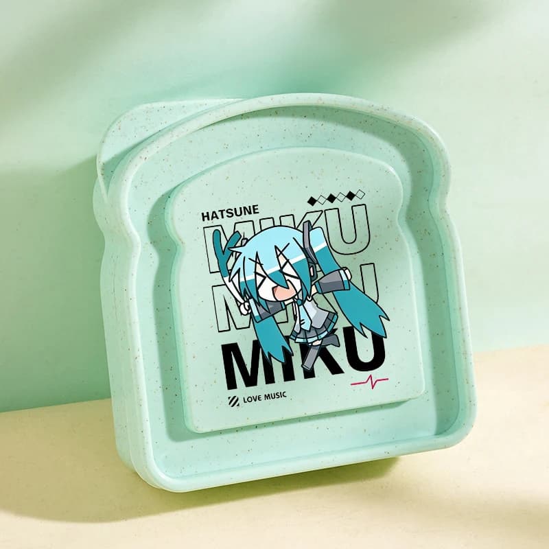 Hatsune Mikus Bread Bento Box per bambini, nuovi contenitori per sandwich per la colazione, contenitori per il pranzo, contenitori per la conservazione degli alimenti per picnic scolastici, regalo per ragazze