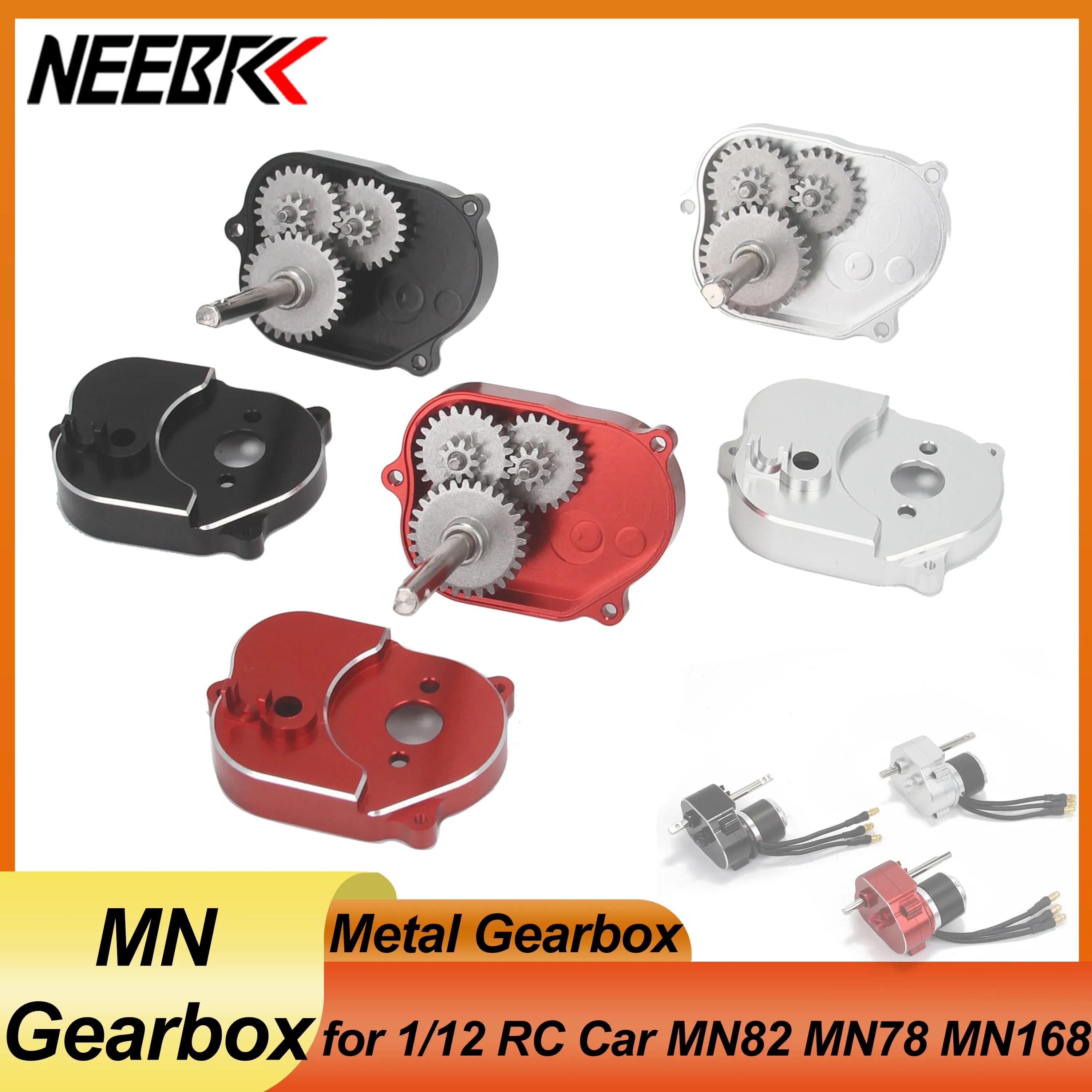 Cambio di trasmissione interamente in metallo per 1/12 RC Car Crawler MN Modello 370 Motore MN82 MN78 MN99S MN168 MN98 Parti di aggiornamento Accessori