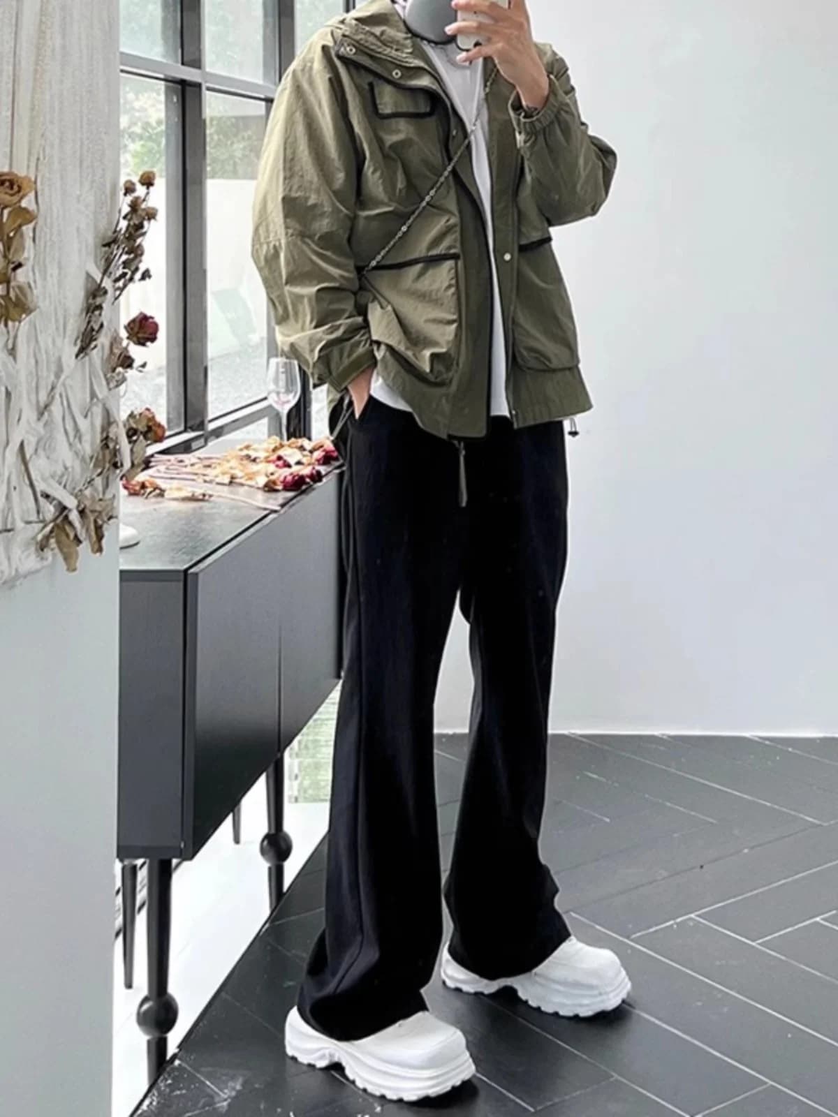 Cleanfit Men's Autumn Winter Bell Bot Straight Leggings Trousers American High Street Sle Fce Lined Faion Brand Leg...