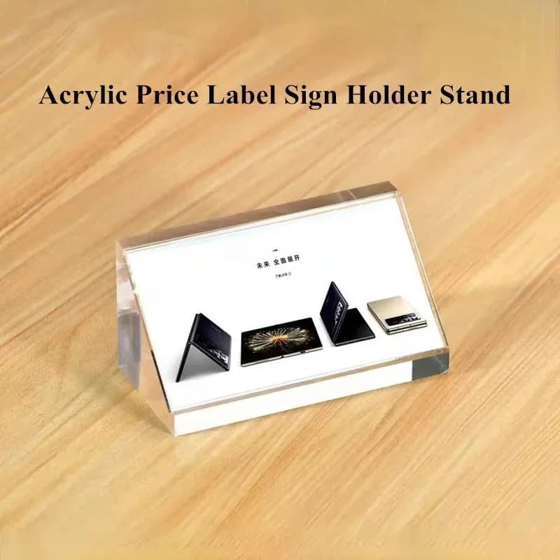 50x25mm Mini supporto per cartello in acrilico espositore numero da tavolo menu porta carta etichette per piccoli prezzi etichette per carte