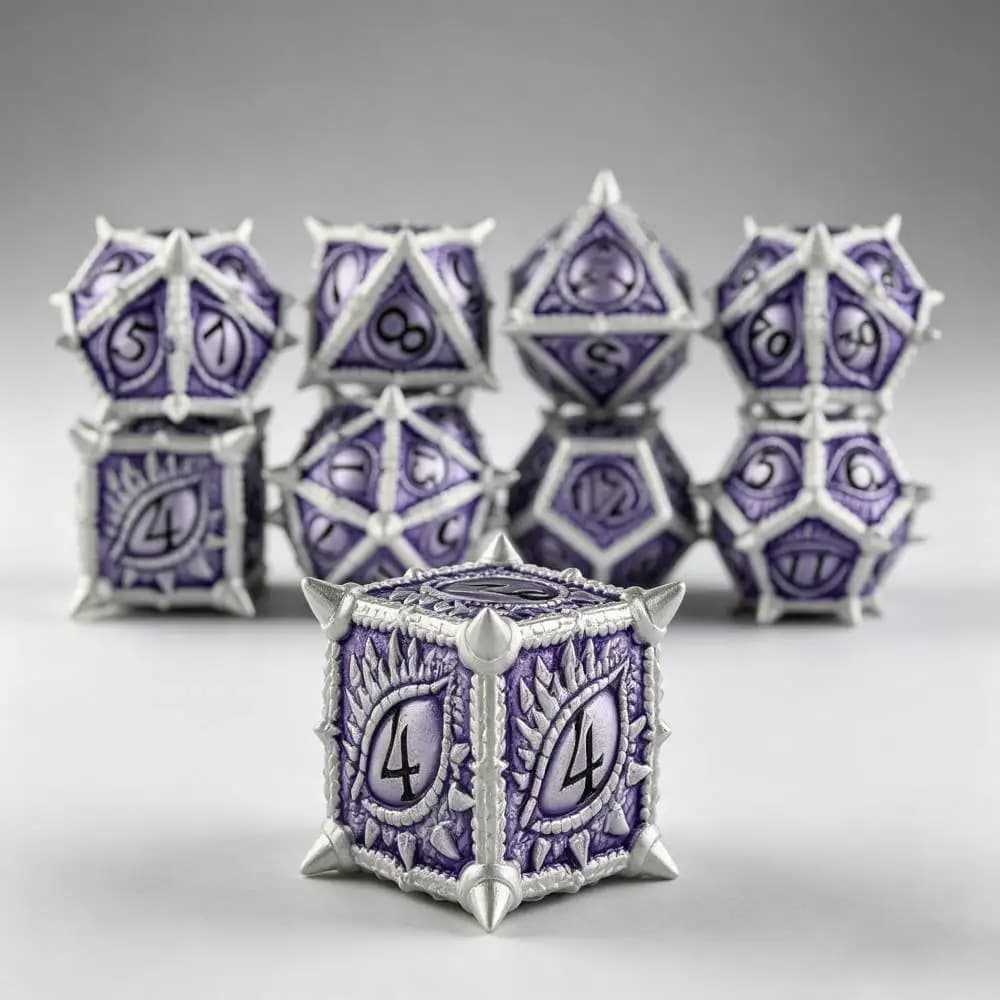 Set di Dadi Metallici a Forma di Occhio di Drago, 1-7 Pezzi, Dadi Poliedrici Appuntiti, Dadi in Metallo per Dungeons & Dragons, Giochi di Ruolo e da Tavolo
