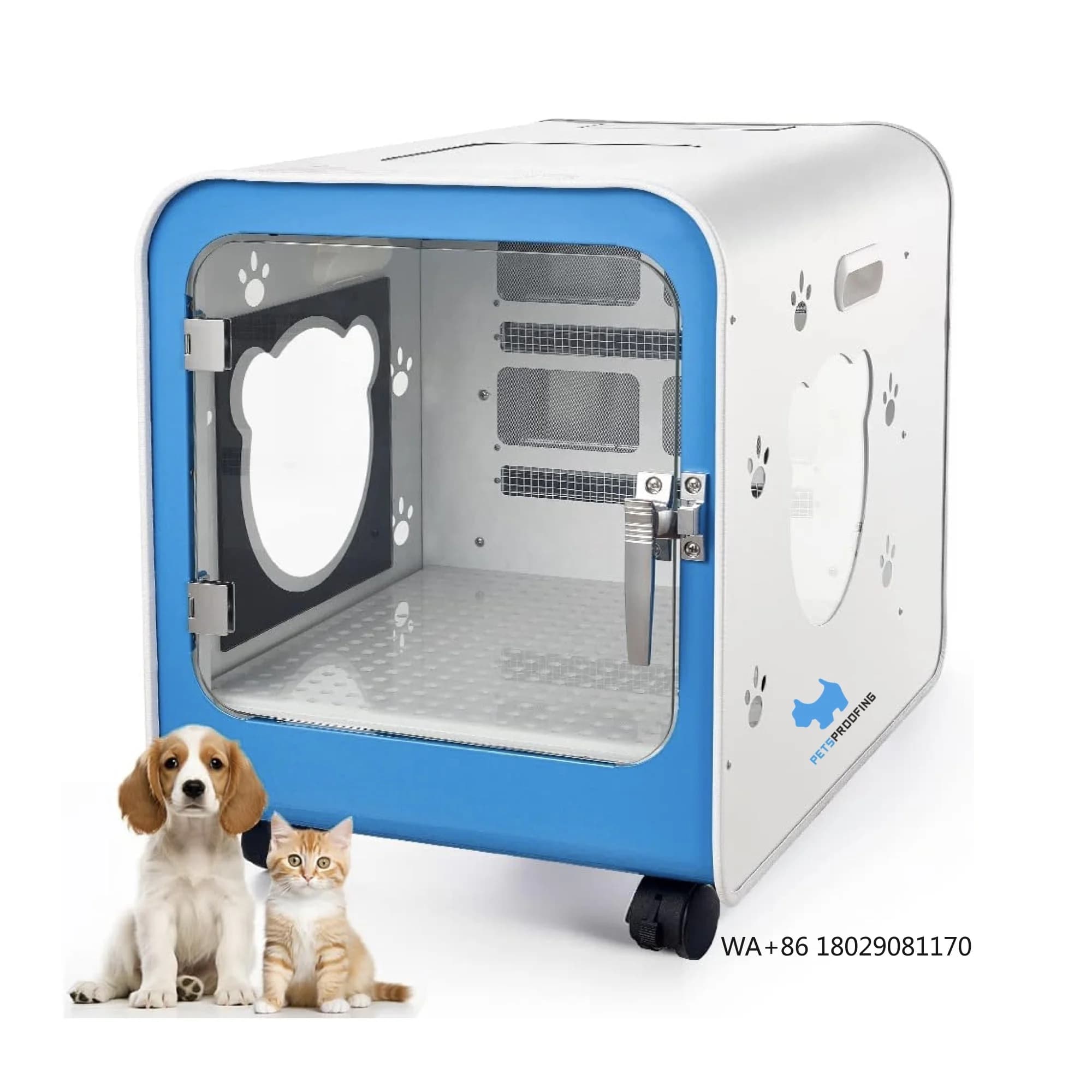 Asciugatrice per ambienti con scatola di plastica Asciugatrici ad aria per animali domestici Asciugacapelli automatico per toelettatura di cani e gatti a basso rumore