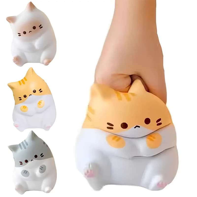 Kawai Cat Squishy Fidget Toy, Slow Rebound Squeeze Stress Ball, Cute Cat-Shaped Office Decor, Stress Relief Toy For Adults Kids