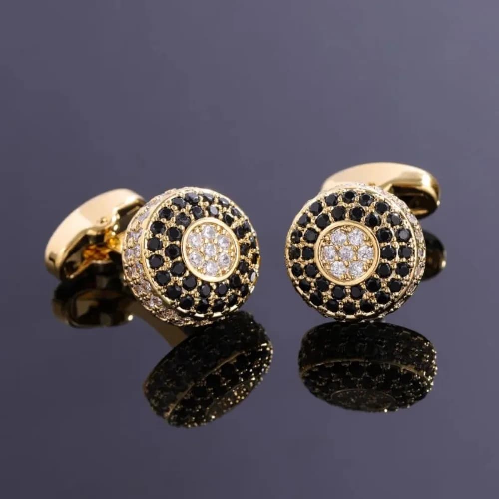 Gemelli Rotondi Bianchi con Strass, Accessori Moda Unisex per Camicie e Abiti, Regali Promozionali e Commemorativi da Viaggio