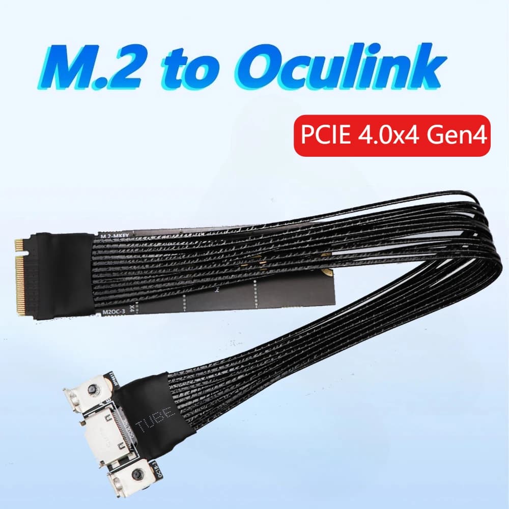 Cavo placcato argento da M.2 a OCuLink 4i M.2 M Key NVME SSD a SFF-8611 Adattatore PCIe 4.0 X4 64Gbps per PC Desktop GPU esterno Dock