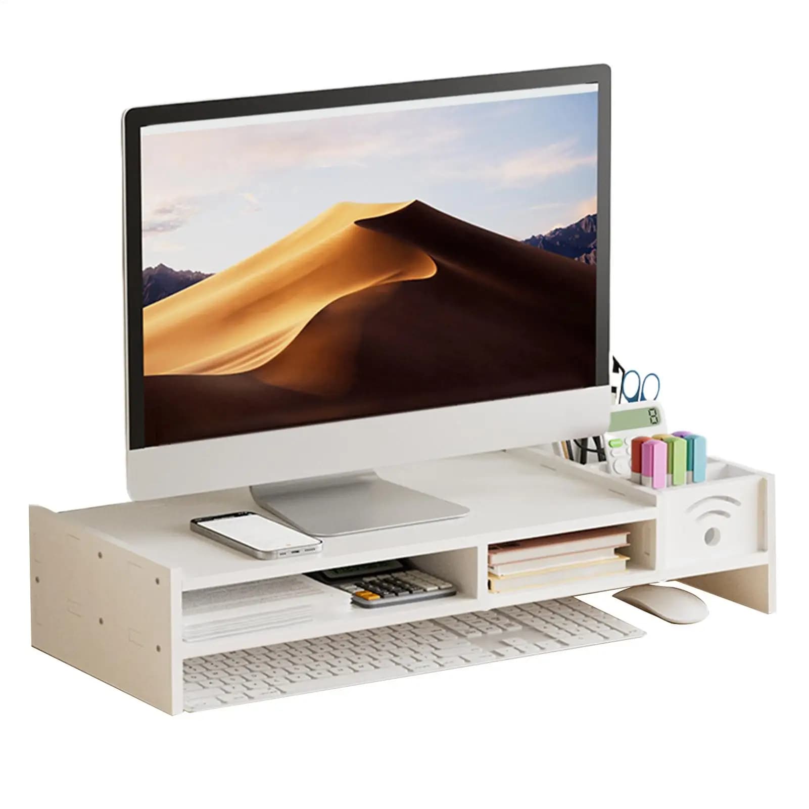 Desk Monitor Support 2-tier desk stand 4.3 inch height computer lift with TV work table organizer for home laptop
