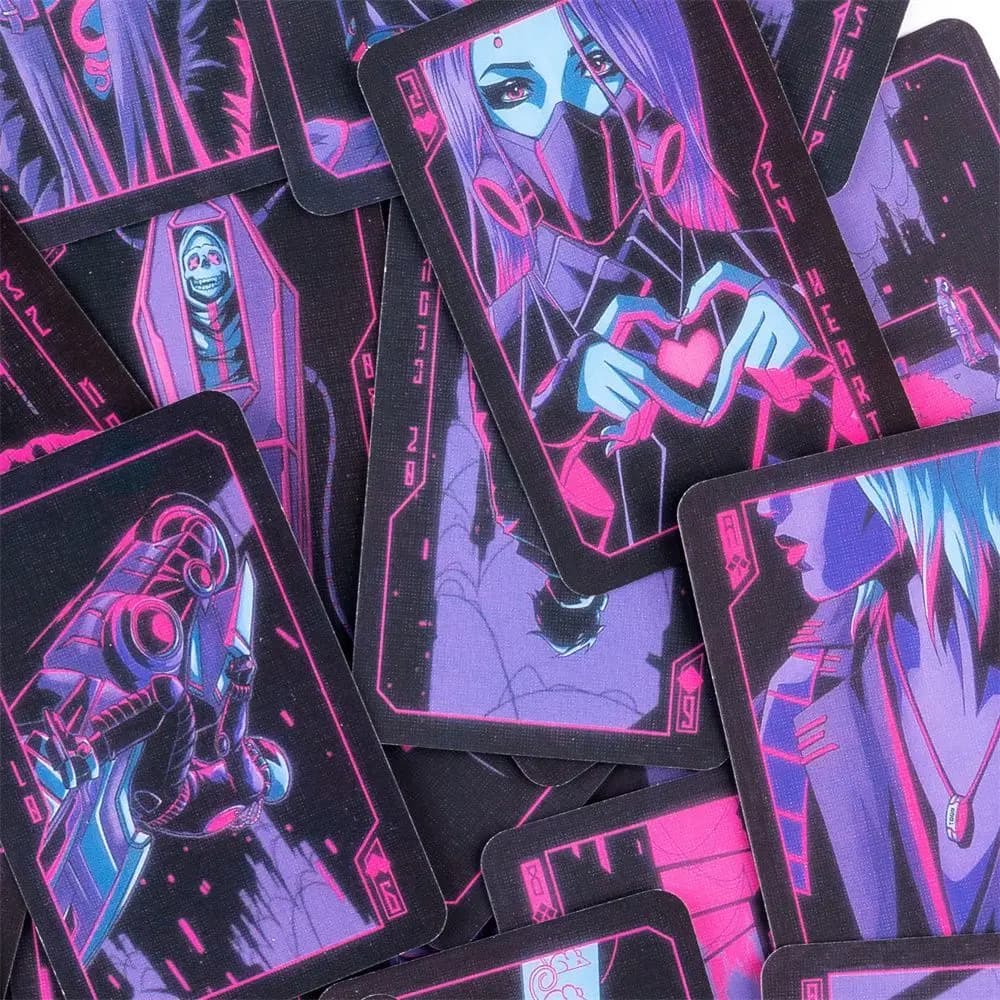 Neon Moon Lenormand Deck, carte Oracle Cyberpunk da 9*6 cm per i mistiche moderni - Set di divinazione scienza-fantascienza da 36 carte