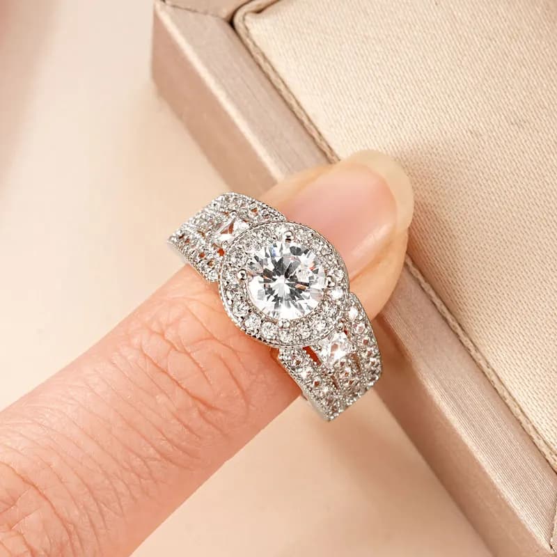 Anziw 1CT Anello di fidanzamento di lusso con zirconi cubici AAAAA per donna, anelli da promessa, gioielleria raffinata, regalo di San Valentino