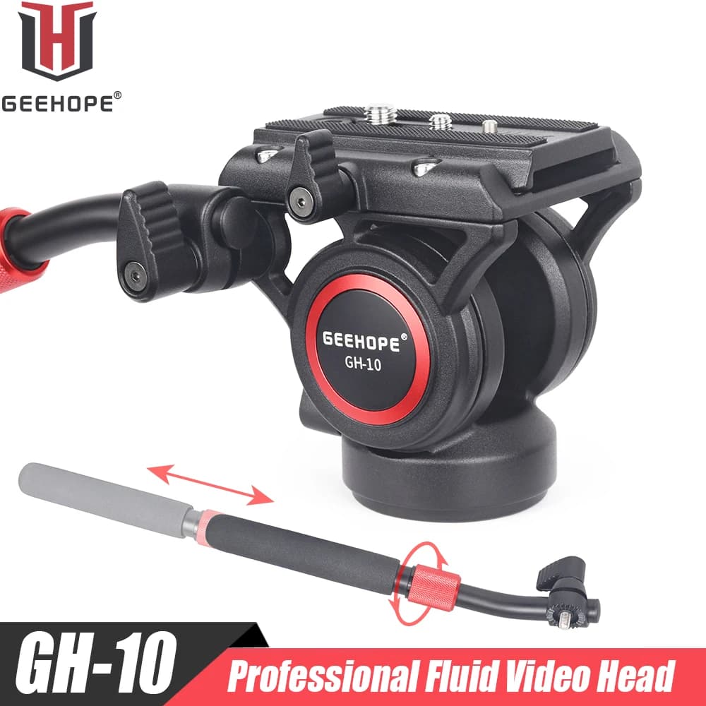 GH-10 Testa video professionale idraulica per fluidi, per treppiede, monopiede, slider, fotocamere DSLR, videocamere, testa panoramica per treppiede, carico 10 kg