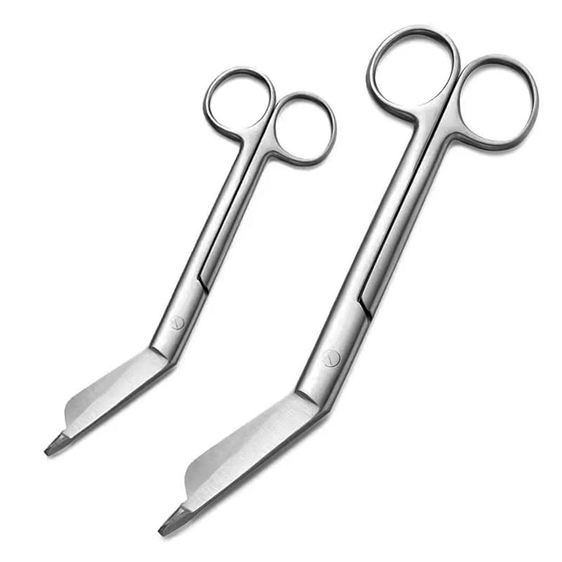 Forbici Curve in Acciaio Inox 14/18CM per Medicazione, Garza e Bendaggi, Strumento di Primo Soccorso per Infermieri e Paramedici A2
