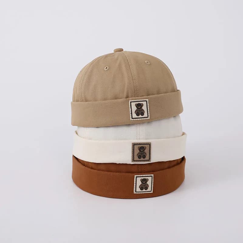 Fashion Baby Docker Cap Solid Color Dome Beanie Cotton Adjustable Drawstring Kids Brimless Hat 6-24Month Boy Girl Toddler Bonnet