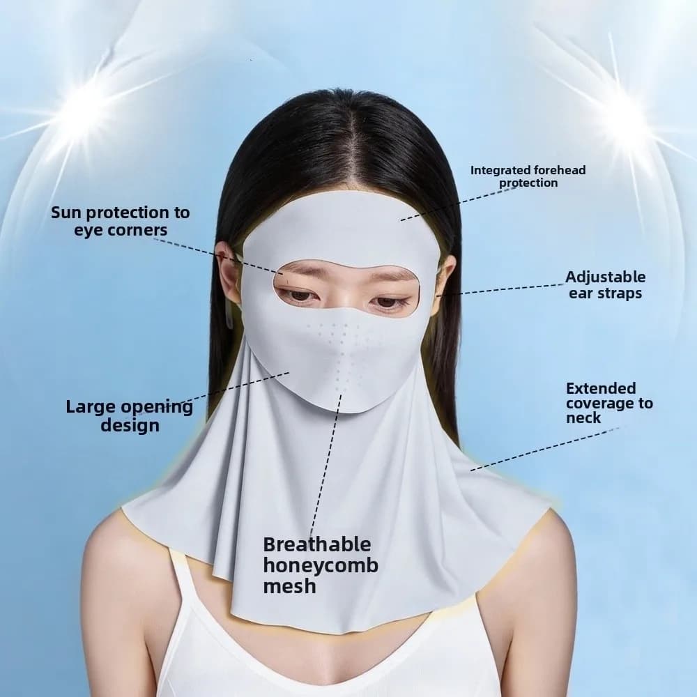 Maschera da ciclismo per esterni con design per bere acqua, traspirante, antipolvere, protettiva per il viso, rinfrescante, anti-UV, protezione solare